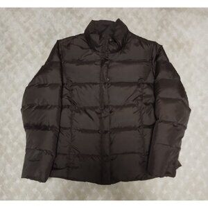 Eddie Bauer Puffer Jacket Womens XL Chocolate Brown Goose Down Quilted Coat